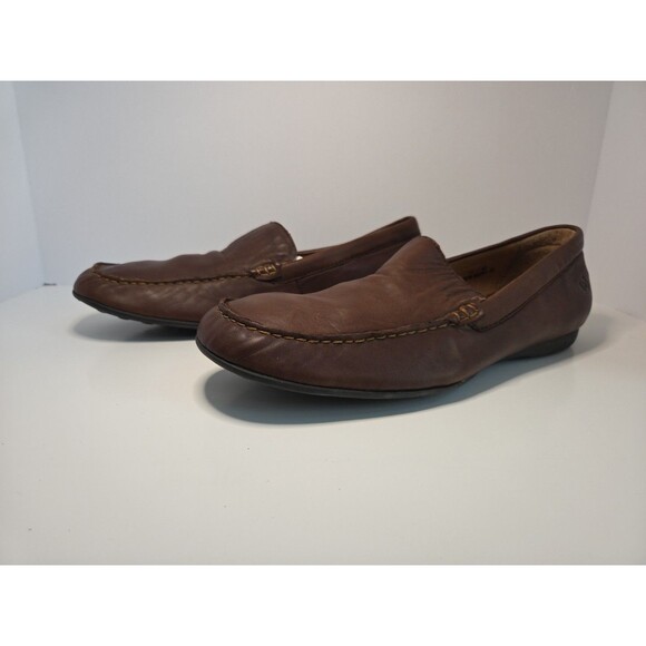 Men’s 11 BORN Brown Casual Comfy Driving Mocs Moccasin Loafers Very Soft Leather - Picture 3 of 9